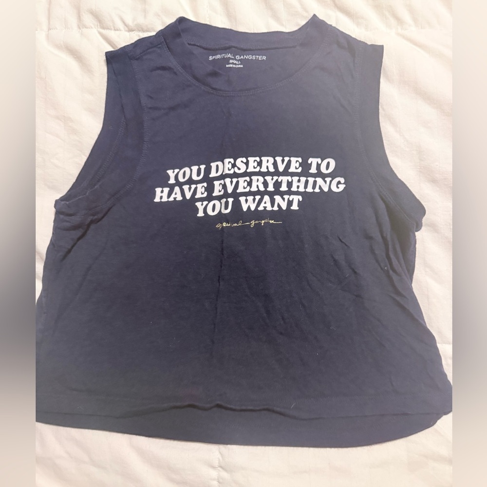Spiritual Gangster Dark Blue Motivational Muscle Tee - Small